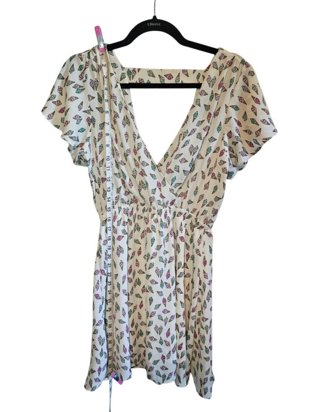 0081 Forever 21 Ice Cream Cone Print Mini Dress Flutter Sleeve Novelty Medium - Picture 11 of 12
